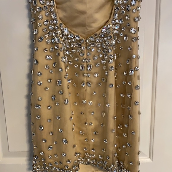 STUNNING RHINESTONE JOVANI MINIDRESS Sz 8 + sash - Picture 6 of 13